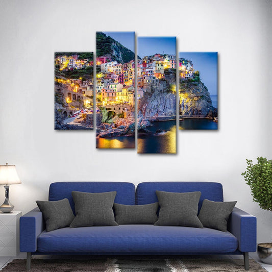 Colorful Village Multi Panel Canvas Wall Art