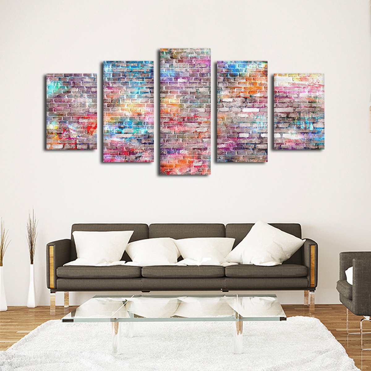 Colorful Brick Wall Multi Panel Canvas Wall Art