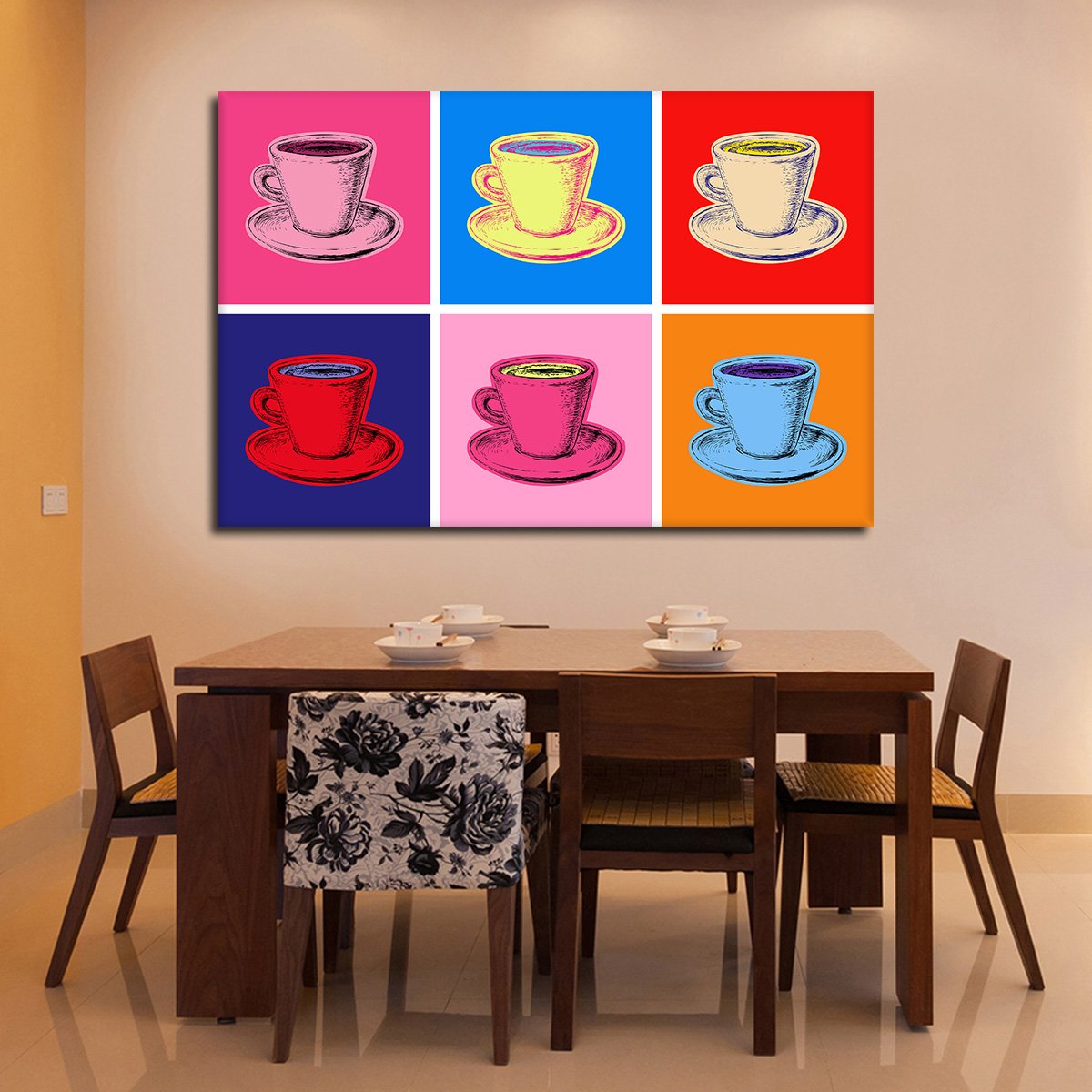 Colorful Coffee Mugs Multi Panel Canvas Wall Art
