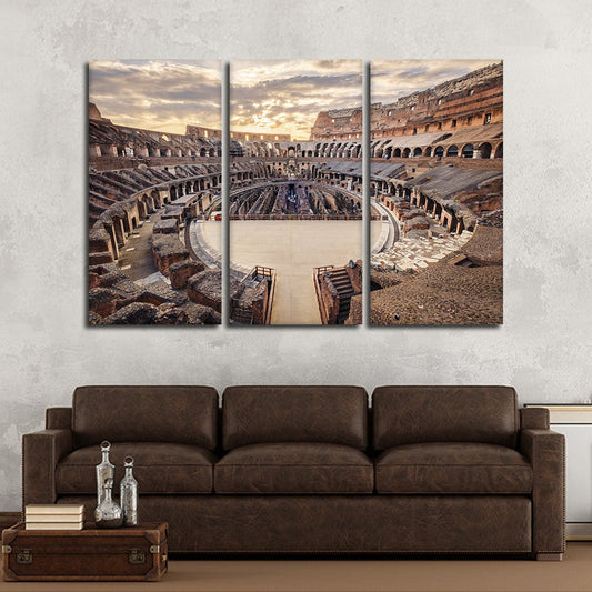 Colosseum At Sunset Multi Panel Canvas Wall Art