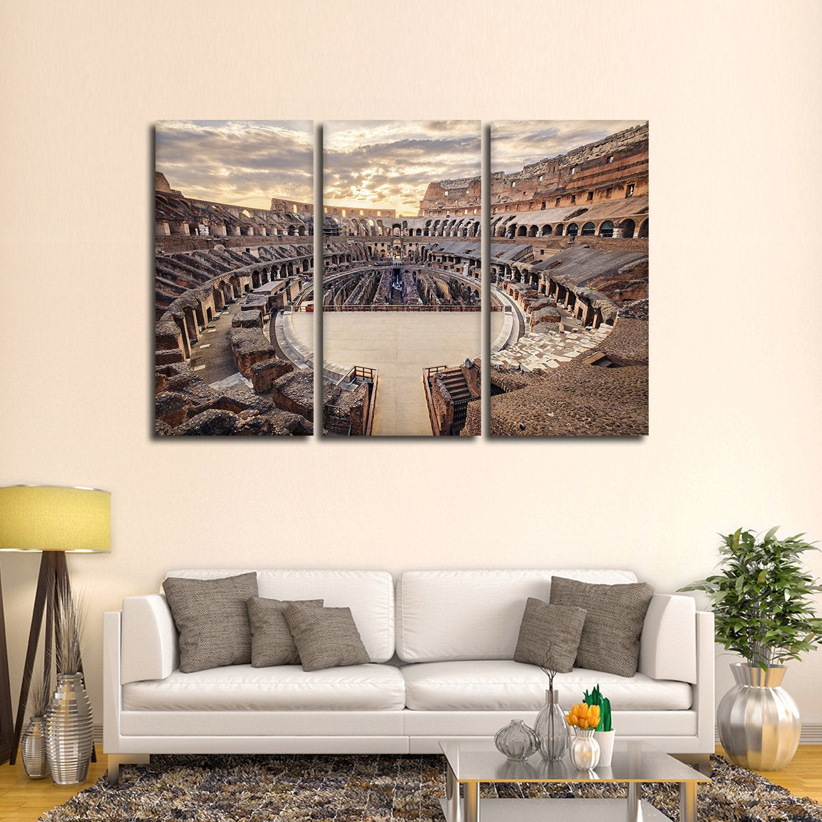 Colosseum At Sunset Multi Panel Canvas Wall Art