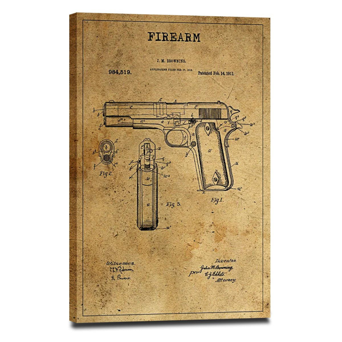 Firearm Patent Canvas Wall Art