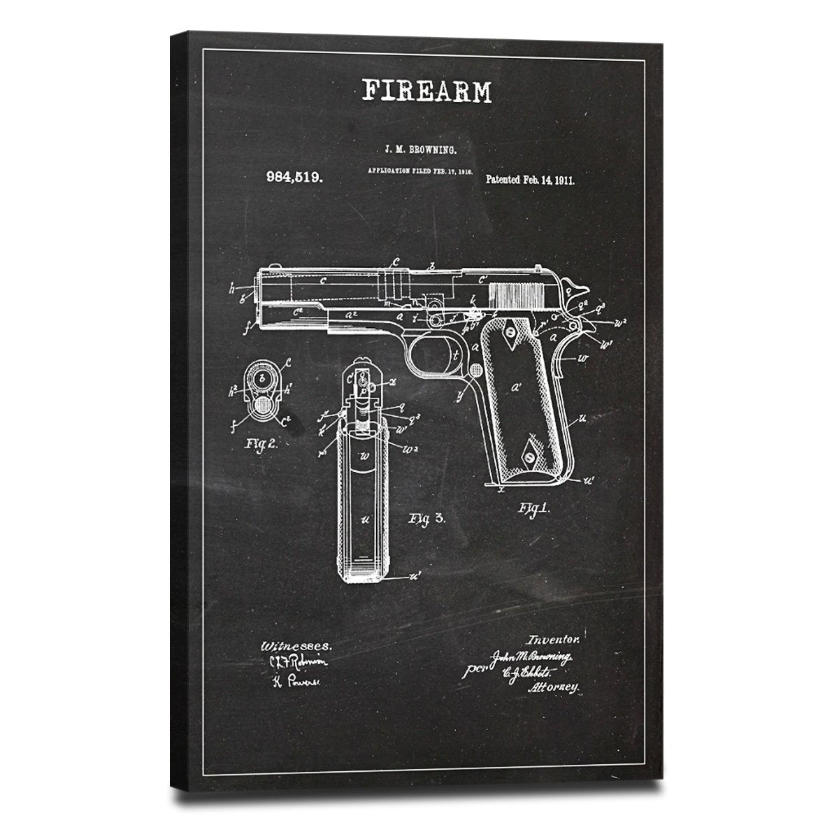 Firearm Patent BW Canvas Wall Art
