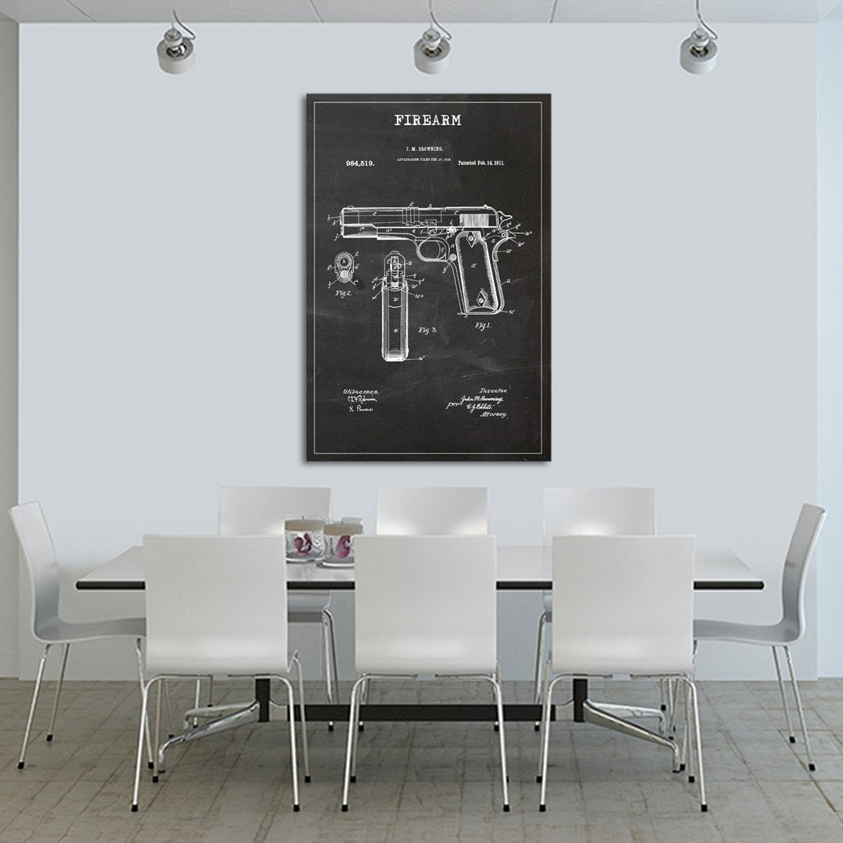 Firearm Patent BW Canvas Wall Art