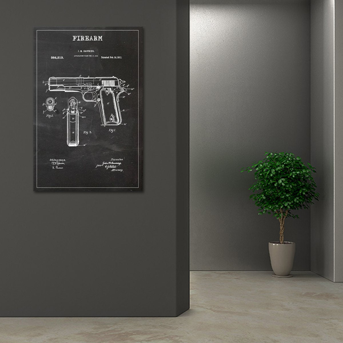 Firearm Patent BW Canvas Wall Art