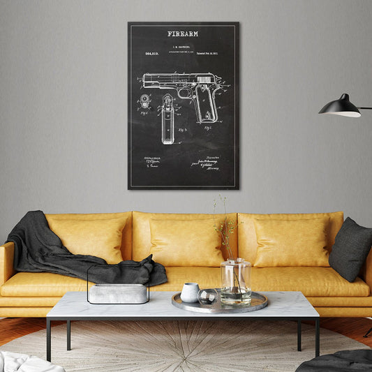 Firearm Patent BW Canvas Wall Art