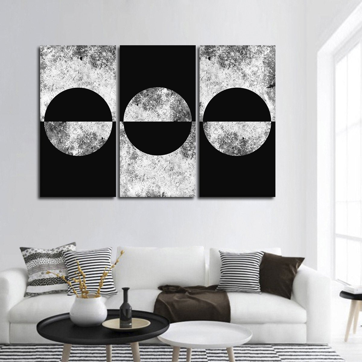 Concrete Circles Multi Panel Canvas Wall Art