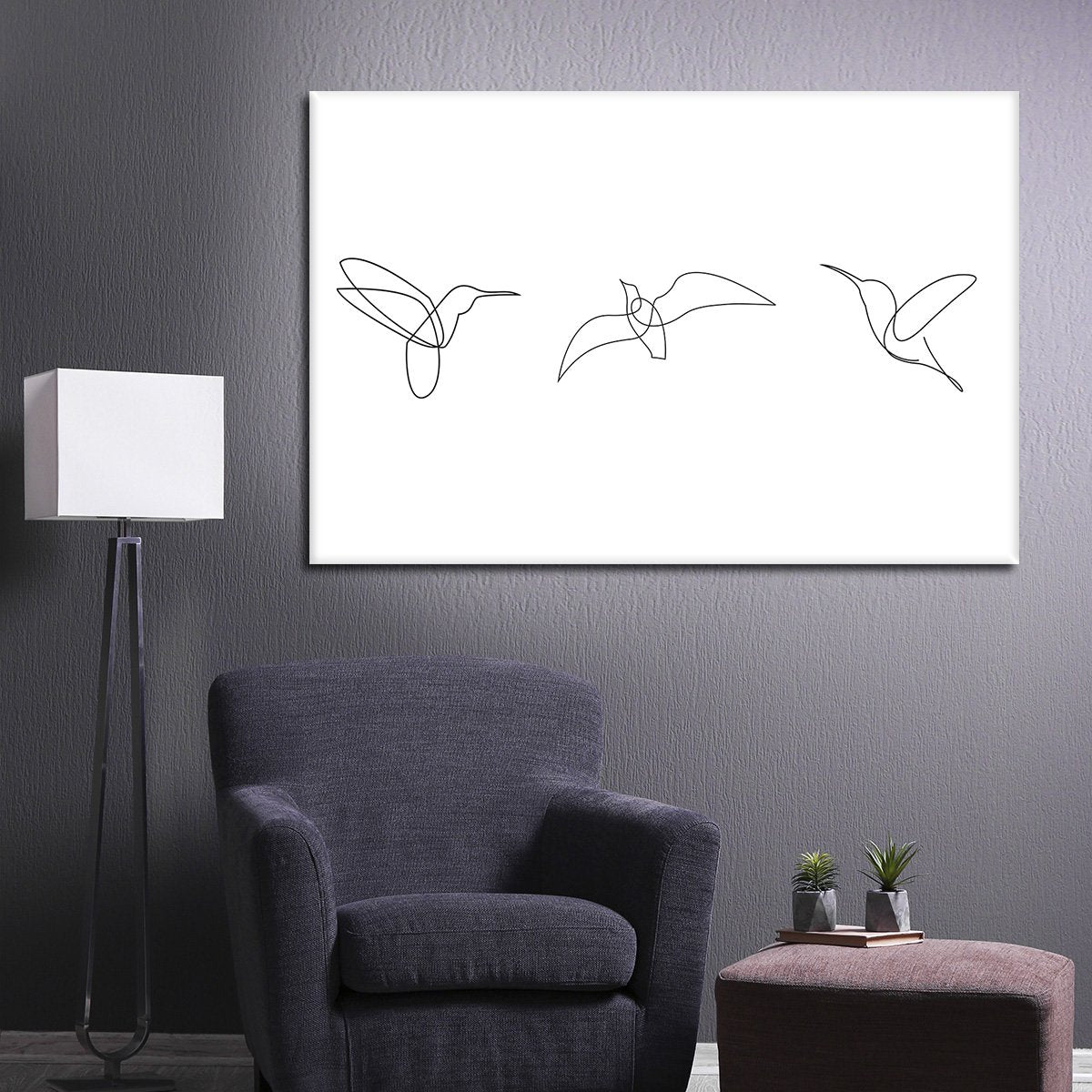 Continuous Line Birds Multi Panel Canvas Wall Art