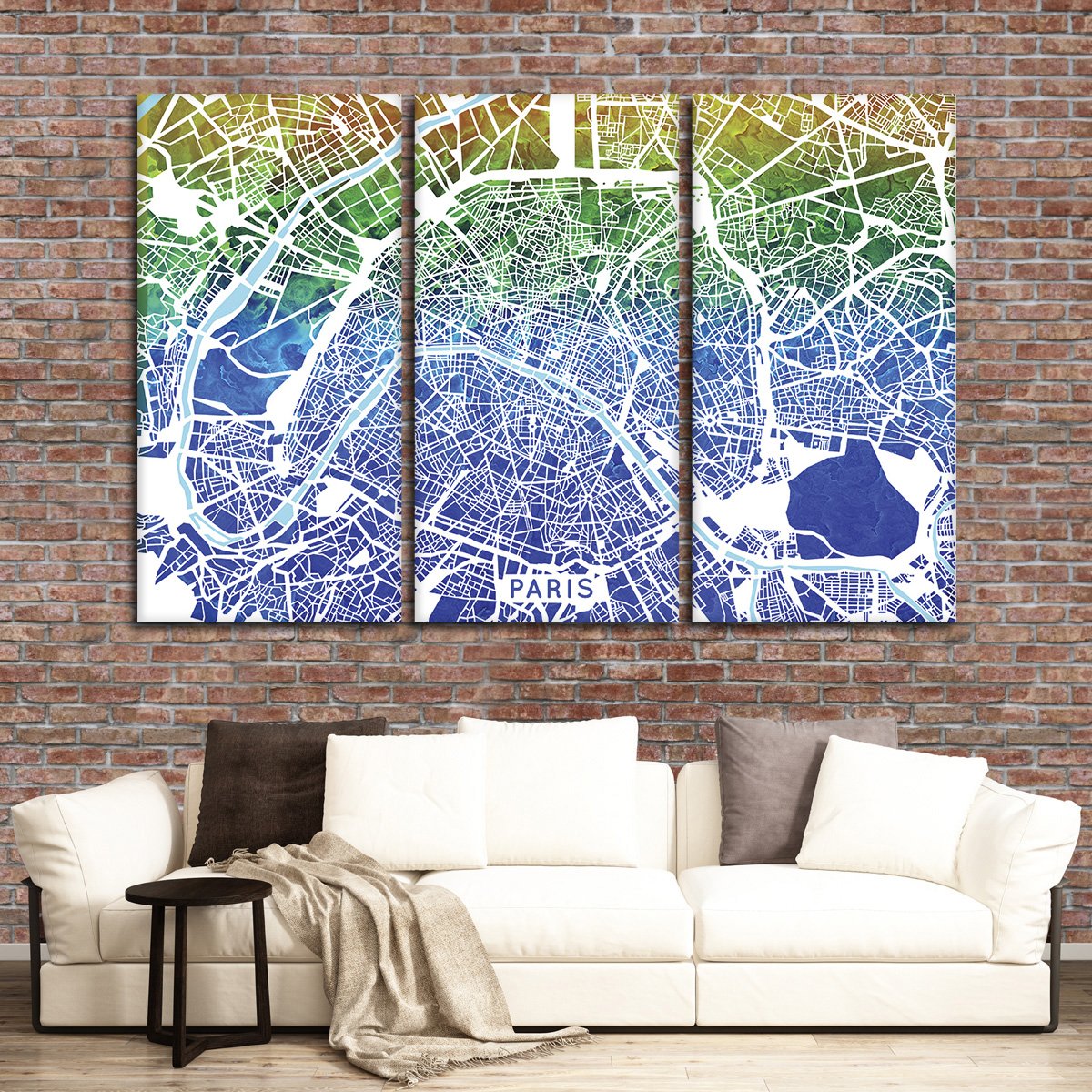 Cool Paris Map Multi Panel Canvas Wall Art