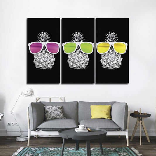 Cool Pineapples Multi Panel Canvas Wall Art