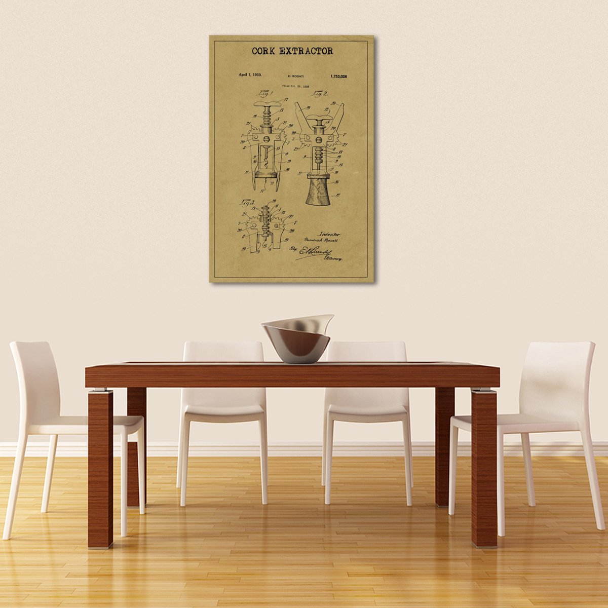 Cork Extractor Patent Canvas Wall Art