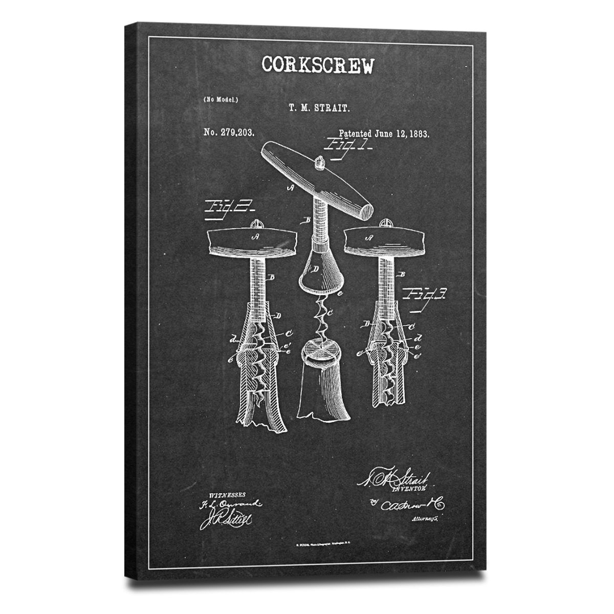 Corkscrew Patent BW Canvas Wall Art