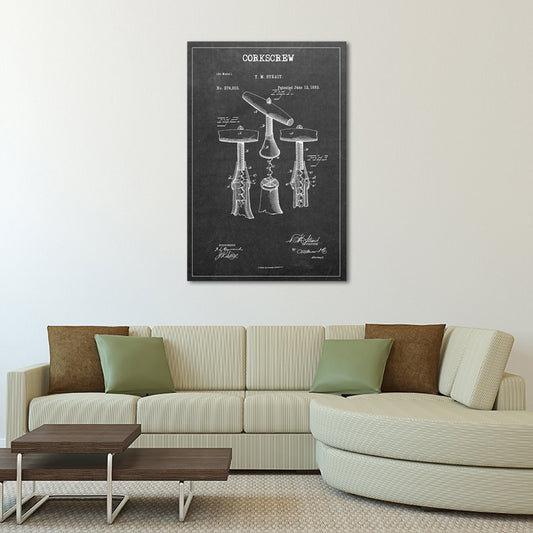 Corkscrew Patent BW Canvas Wall Art