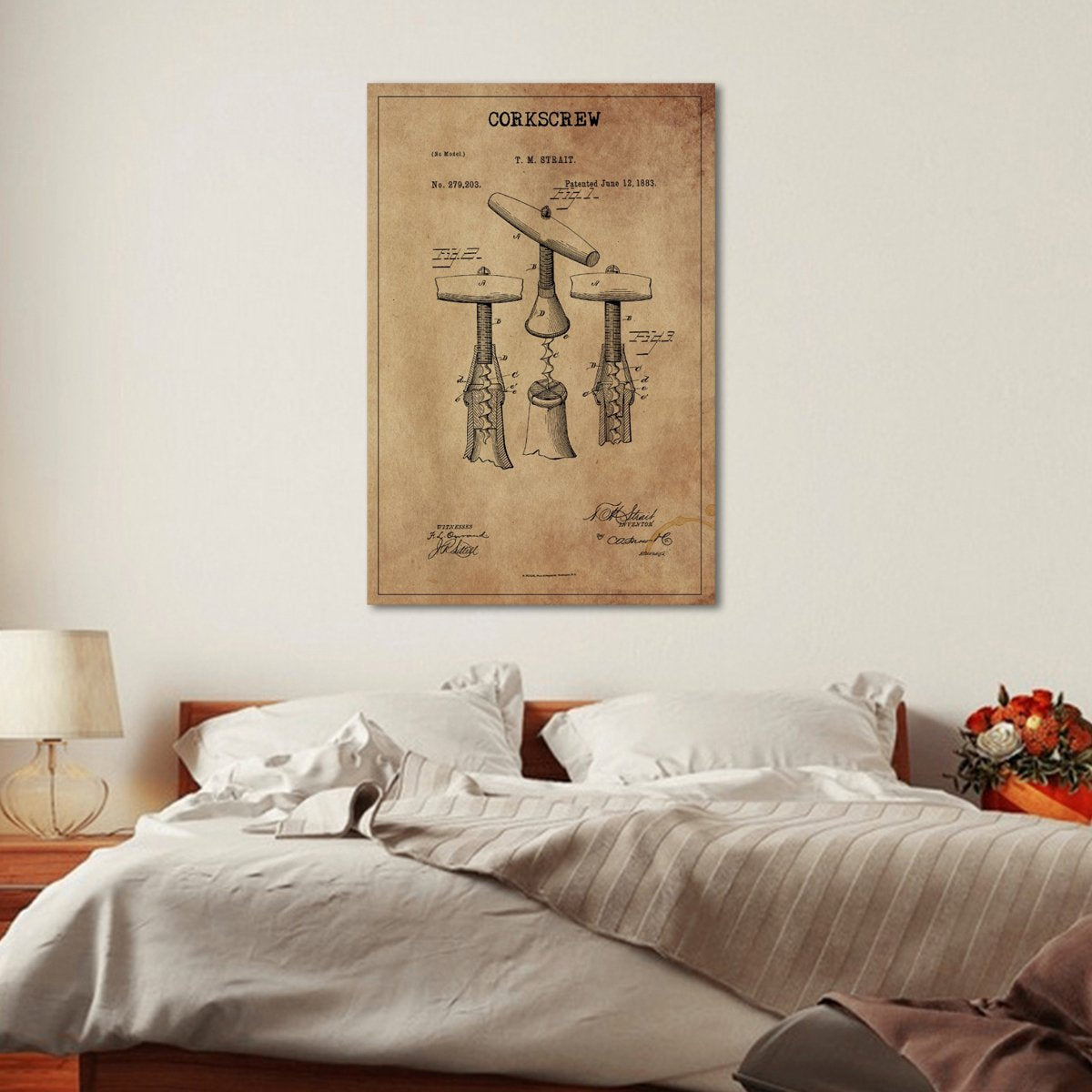 Corkscrew Patent Canvas Wall Art