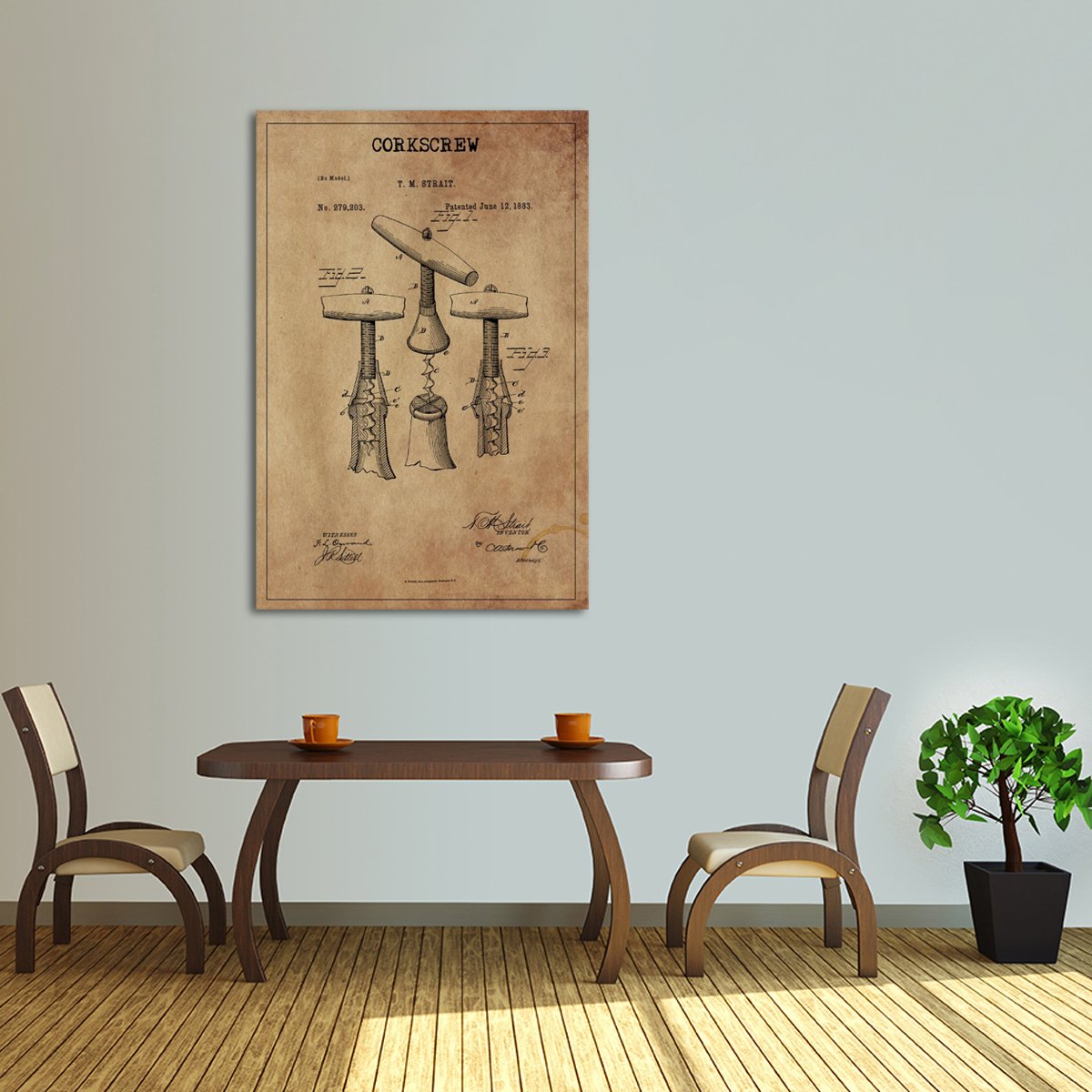 Corkscrew Patent Canvas Wall Art
