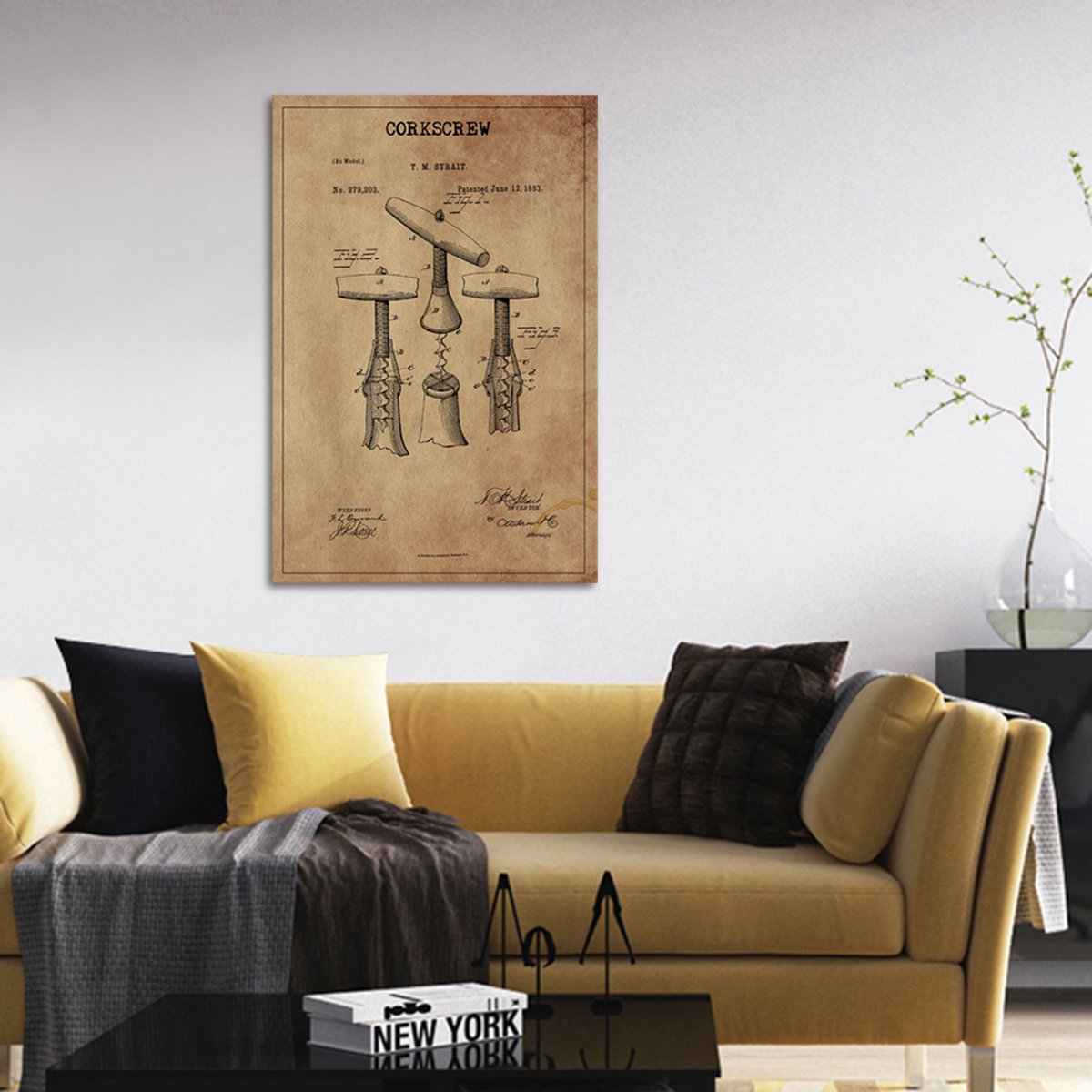 Corkscrew Patent Canvas Wall Art
