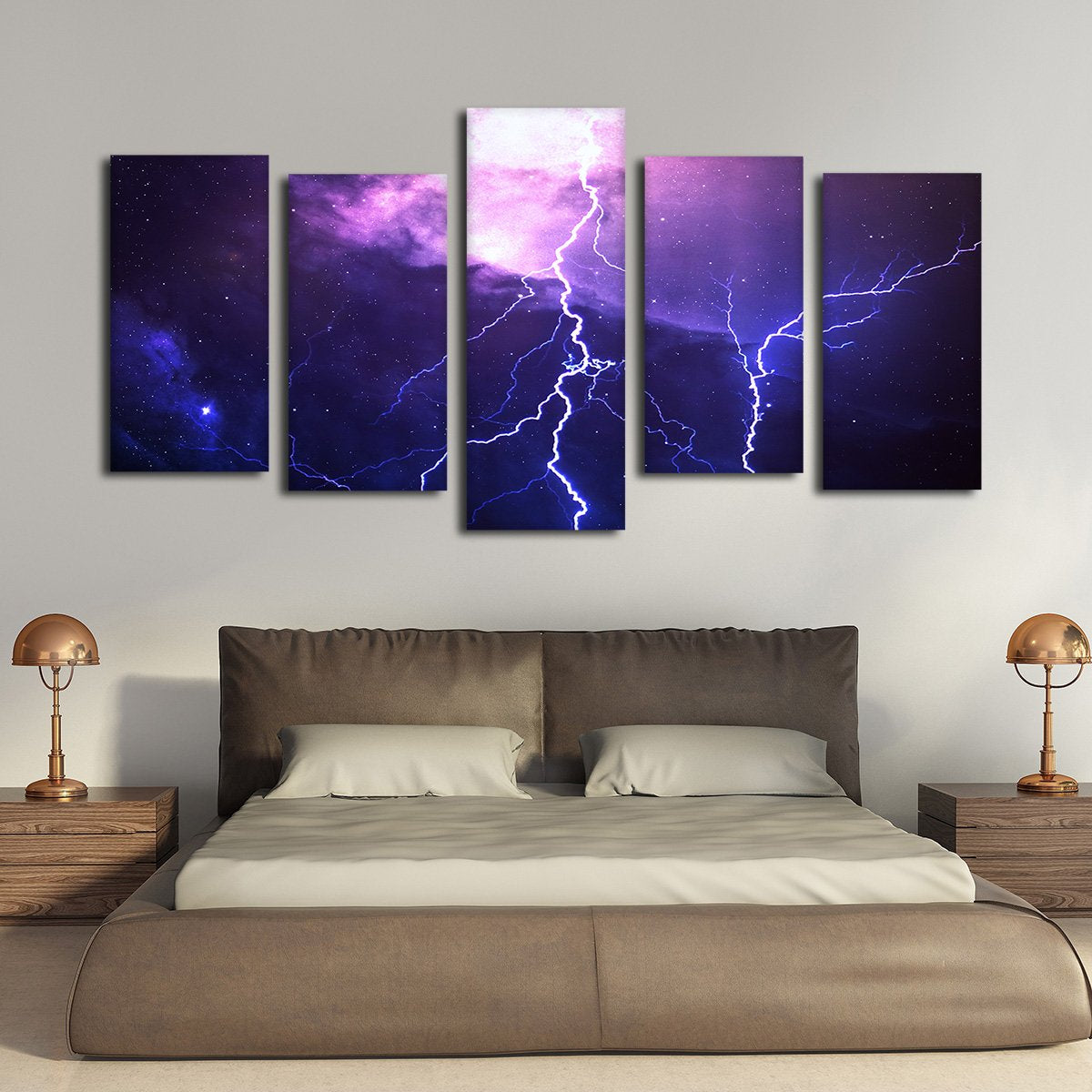 Cosmic Lightning Multi Panel Canvas Wall Art