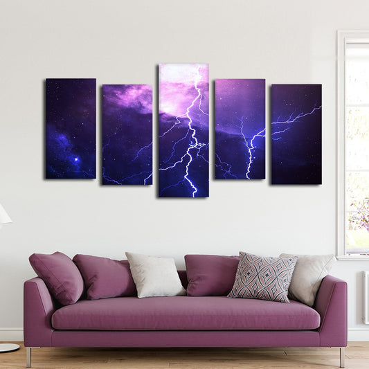 Cosmic Lightning Multi Panel Canvas Wall Art