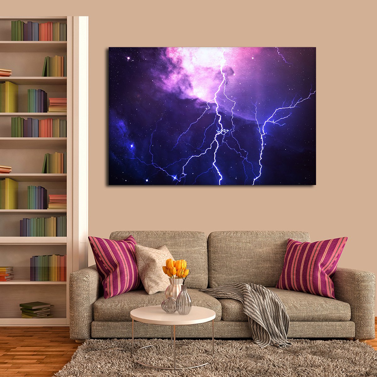 Cosmic Lightning Multi Panel Canvas Wall Art