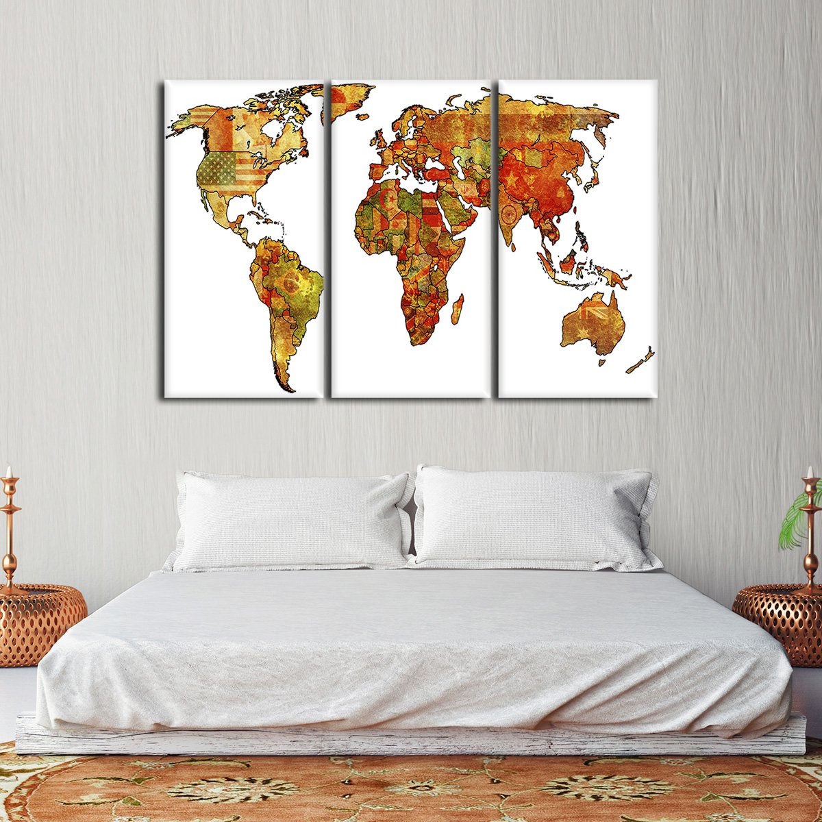 Country Flag Map Multi Panel Canvas Wall Art