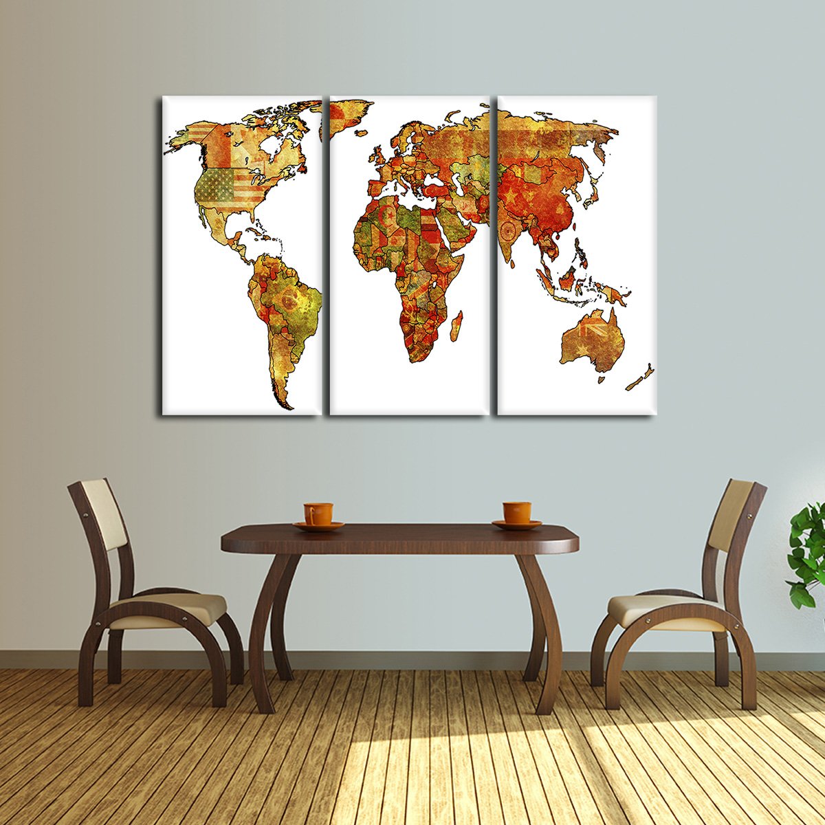 Country Flag Map Multi Panel Canvas Wall Art