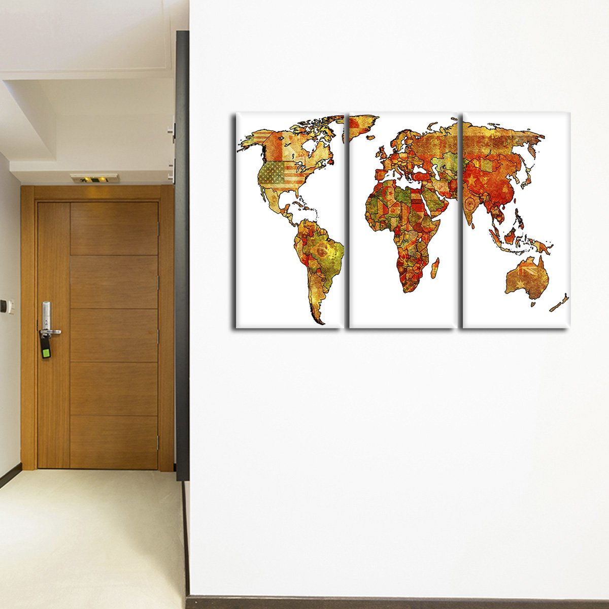 Country Flag Map Multi Panel Canvas Wall Art