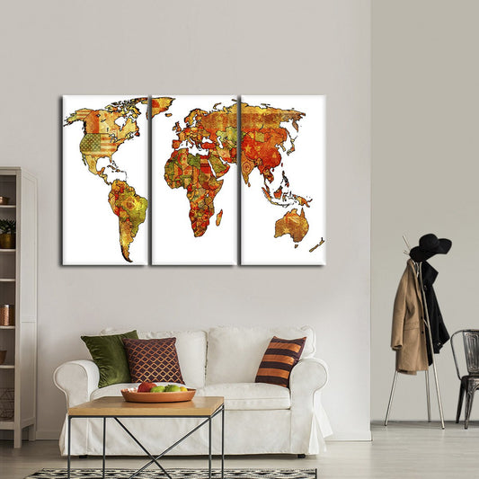 Country Flag Map Multi Panel Canvas Wall Art