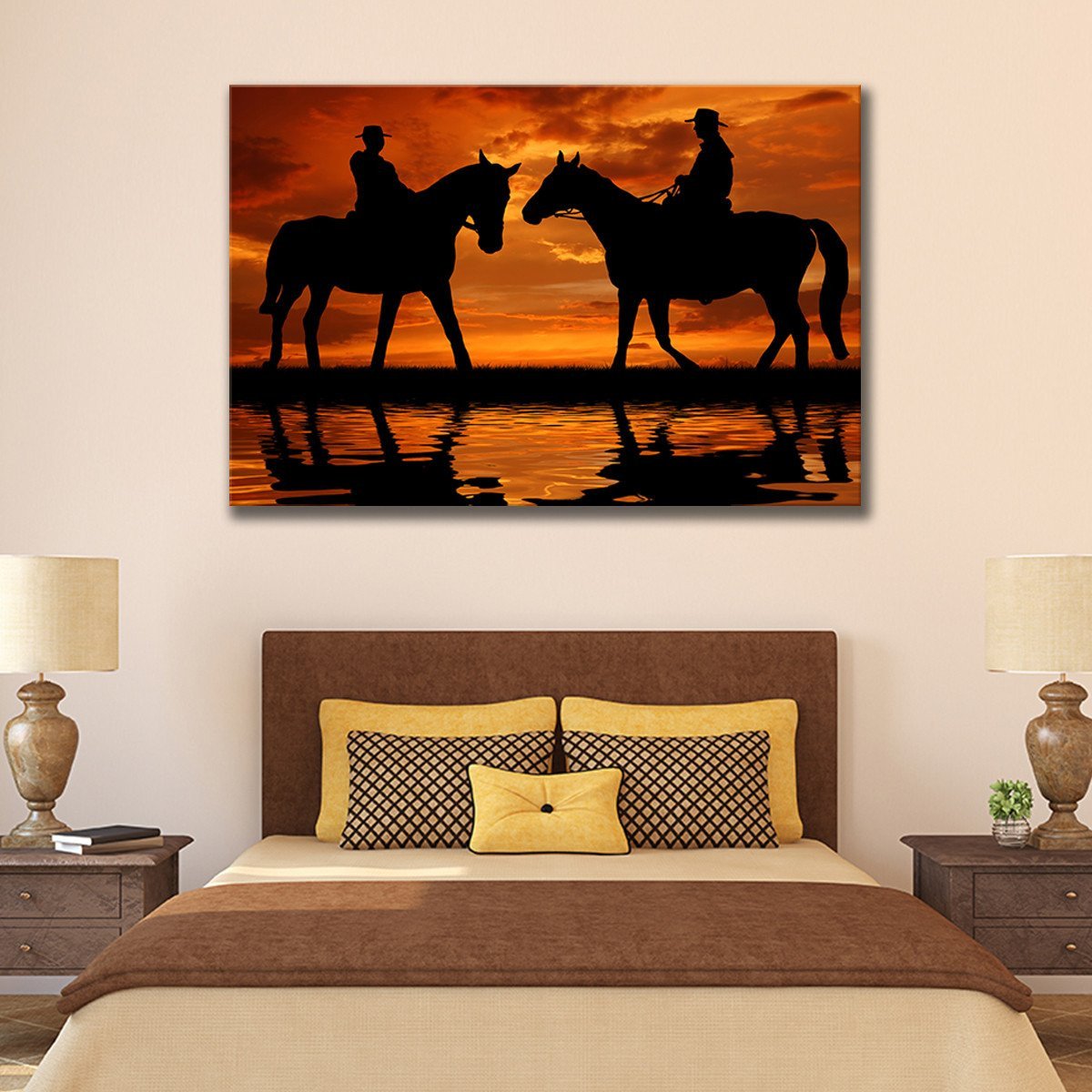 Cowboys At Dawn Multi Panel Canvas Wall Art
