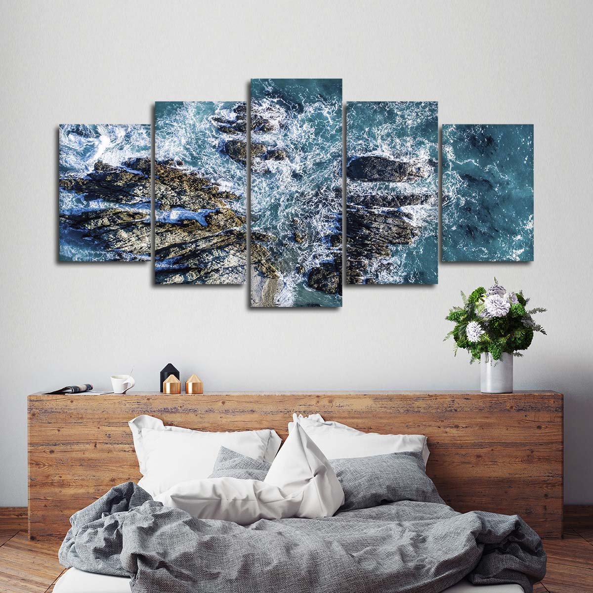 Crash On The Rocks Multi Panel Canvas Wall Art