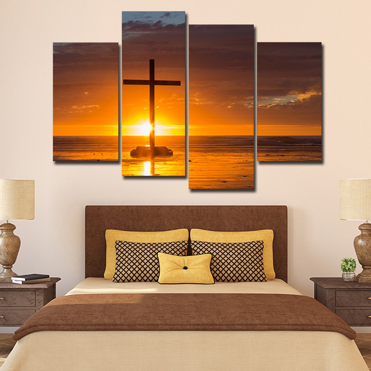 Cross Sunset Multi Panel Canvas Wall Art