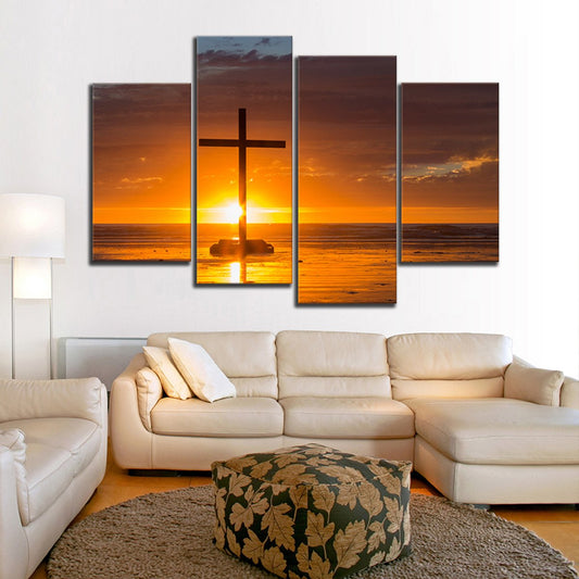 Cross Sunset Multi Panel Canvas Wall Art