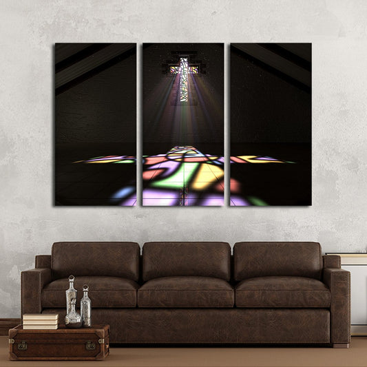 Cross of Light Multi Panel Canvas Wall Art