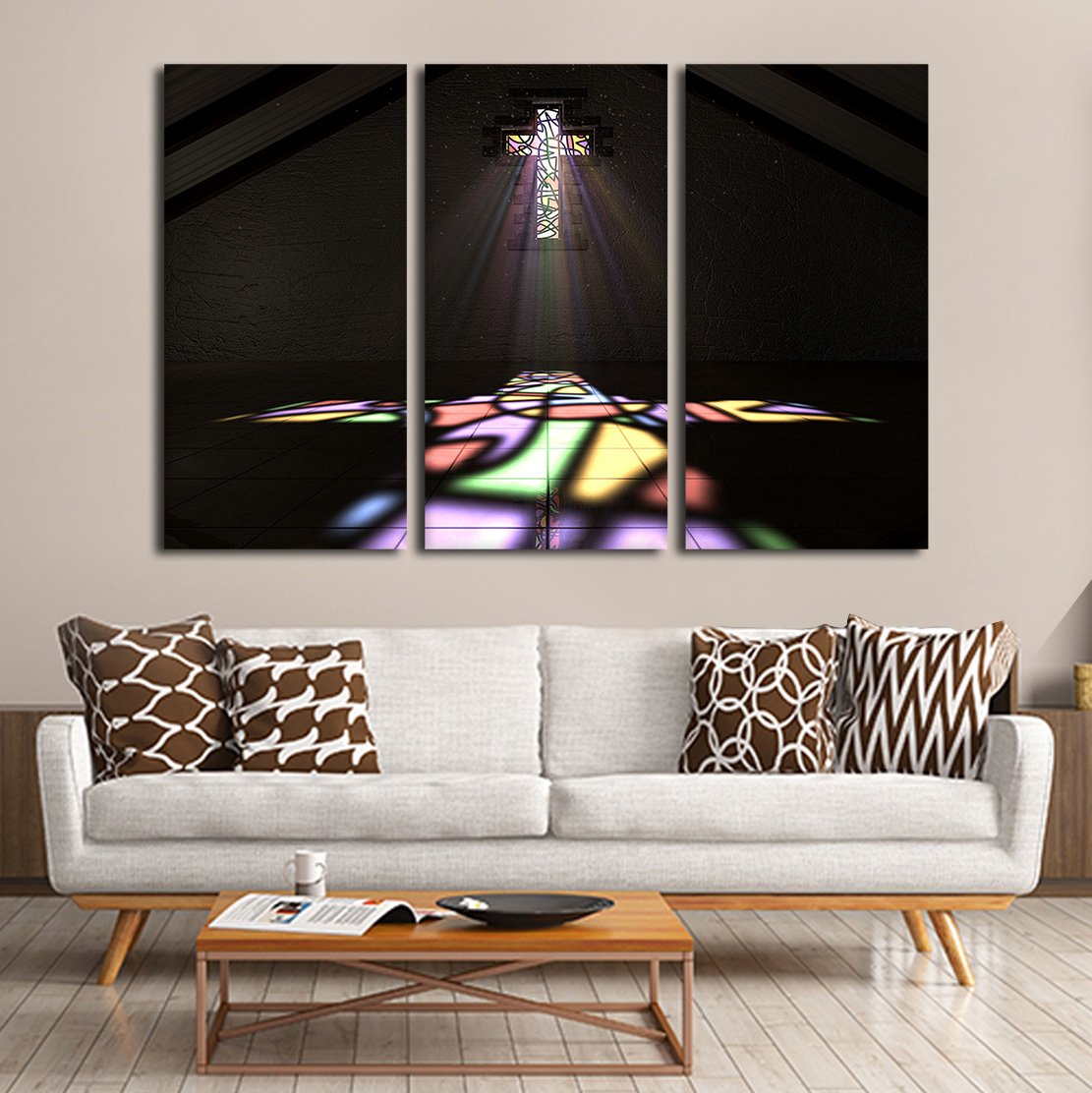Cross of Light Multi Panel Canvas Wall Art