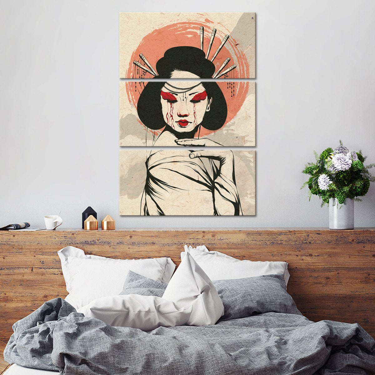 Crying Geisha Multi Panel Canvas Wall Art