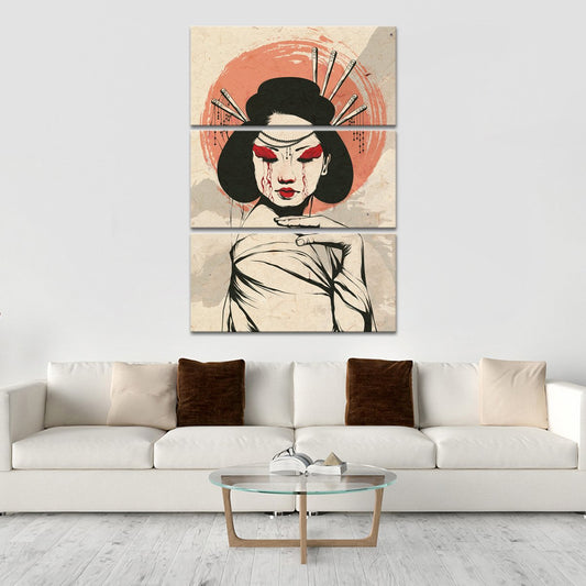 Crying Geisha Multi Panel Canvas Wall Art