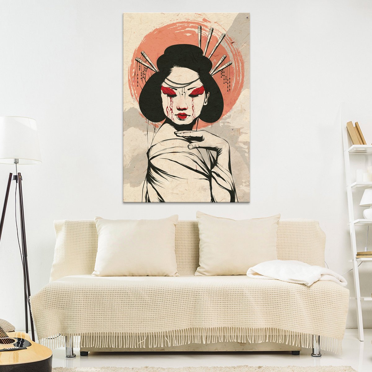 Crying Geisha Multi Panel Canvas Wall Art