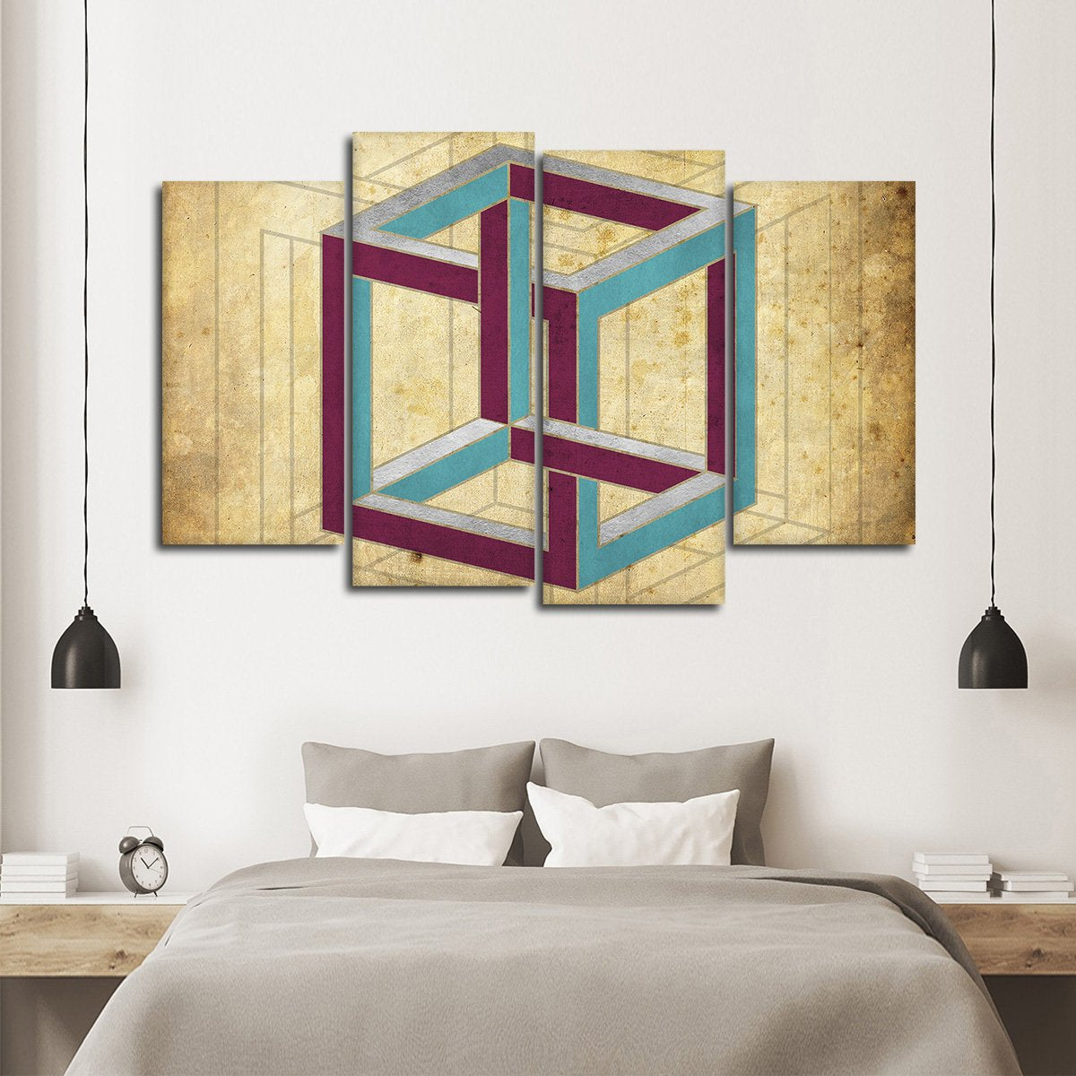 Cube Illusion Multi Panel Canvas Wall Art