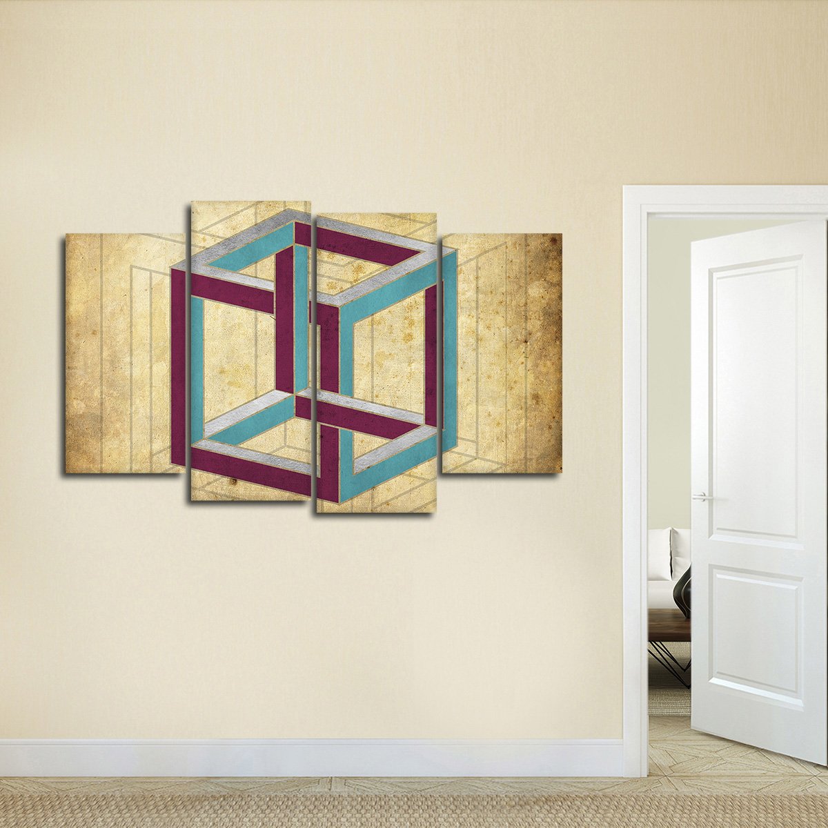 Cube Illusion Multi Panel Canvas Wall Art