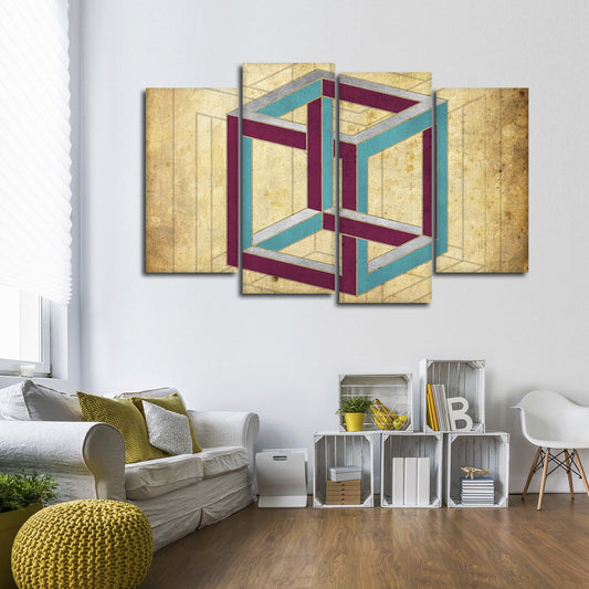 Cube Illusion Multi Panel Canvas Wall Art