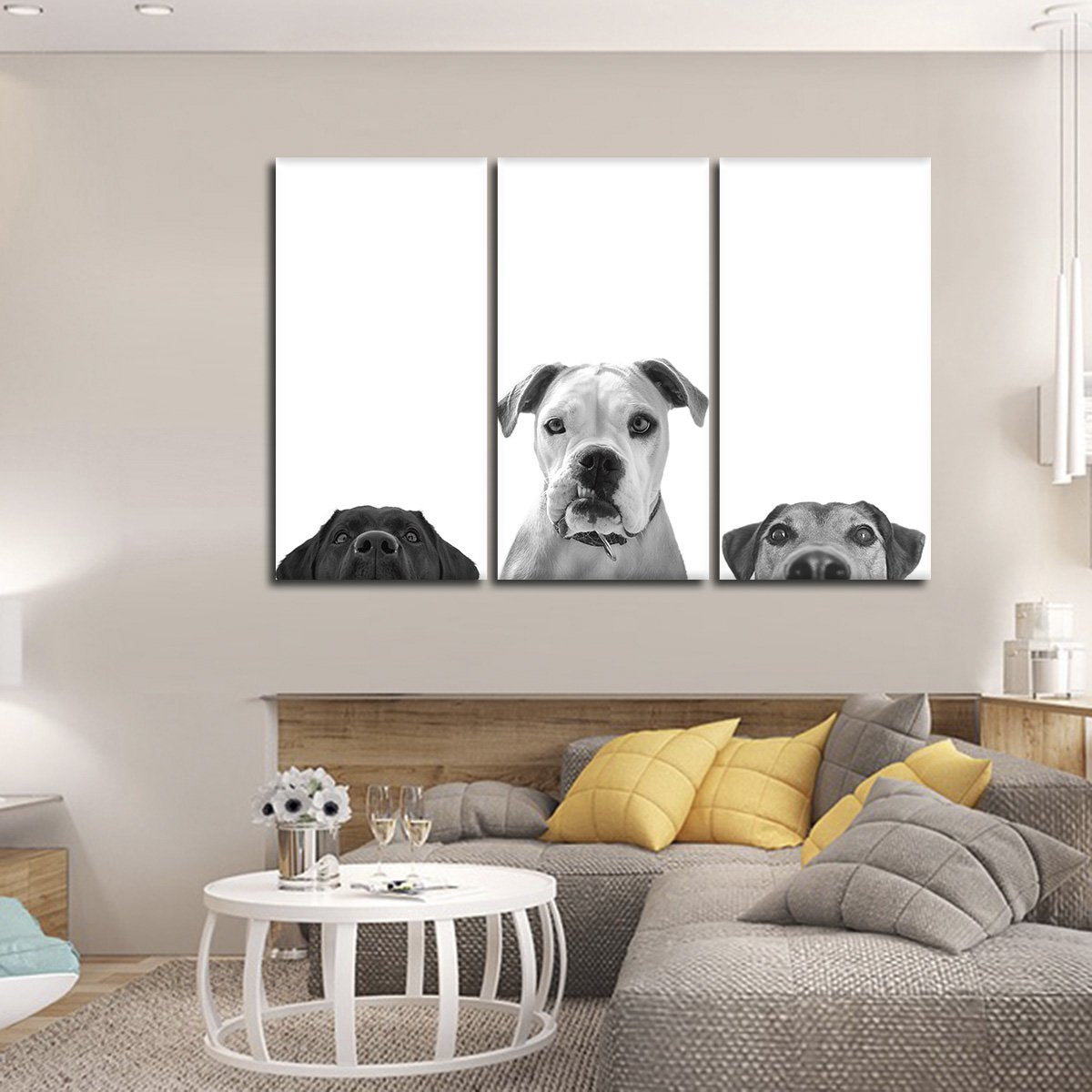 Curious Canines Multi Panel Canvas Wall Art
