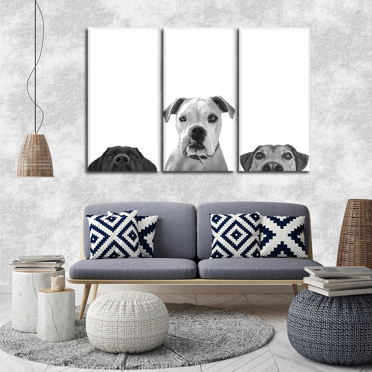 Curious Canines Multi Panel Canvas Wall Art