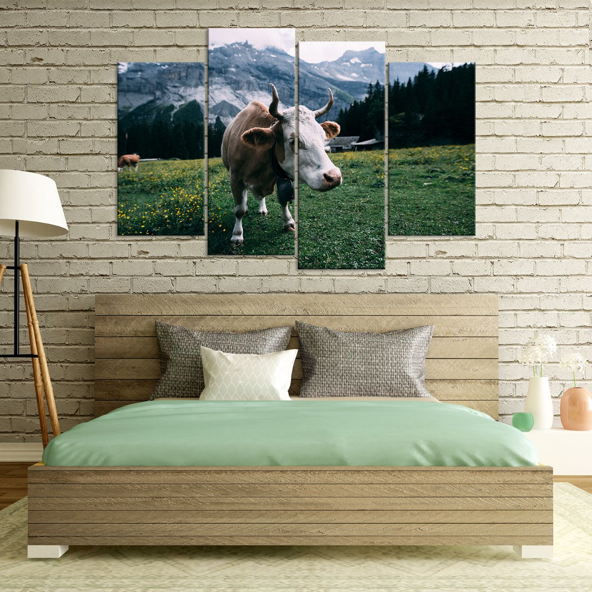 Curious Cow Multi Panel Canvas Wall Art