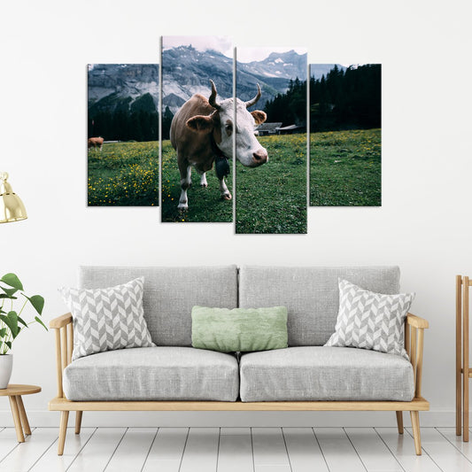 Curious Cow Multi Panel Canvas Wall Art