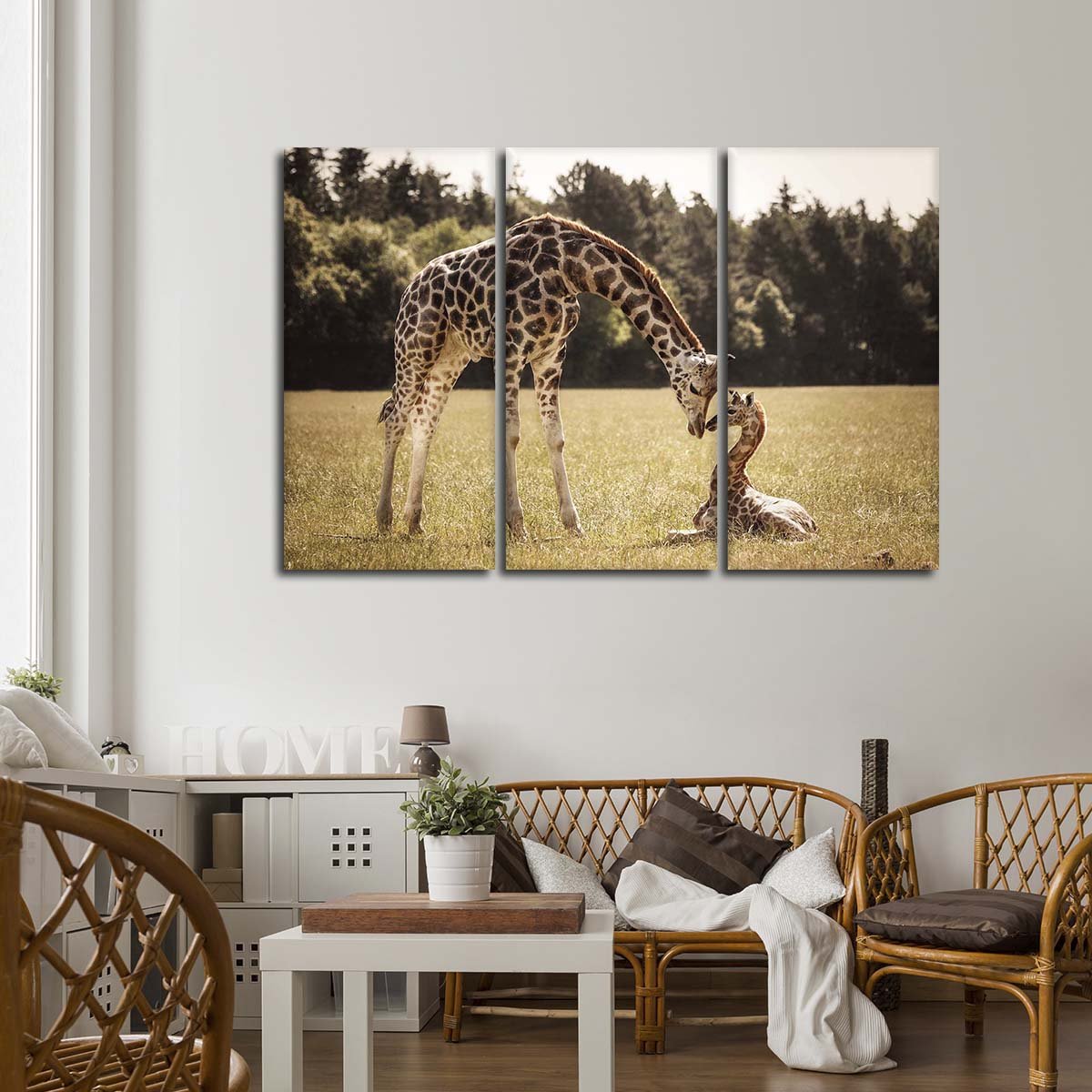 Cute Giraffes Multi Panel Canvas Wall Art
