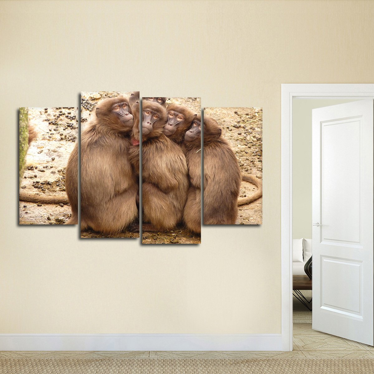 Cute Monkeys Multi Panel Canvas Wall Art