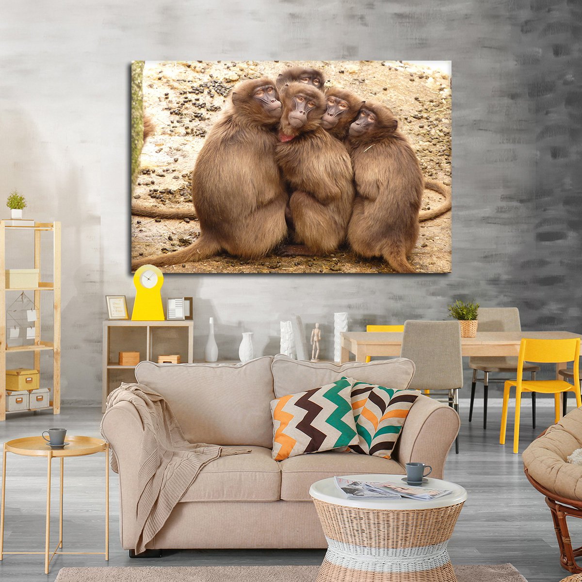 Cute Monkeys Multi Panel Canvas Wall Art