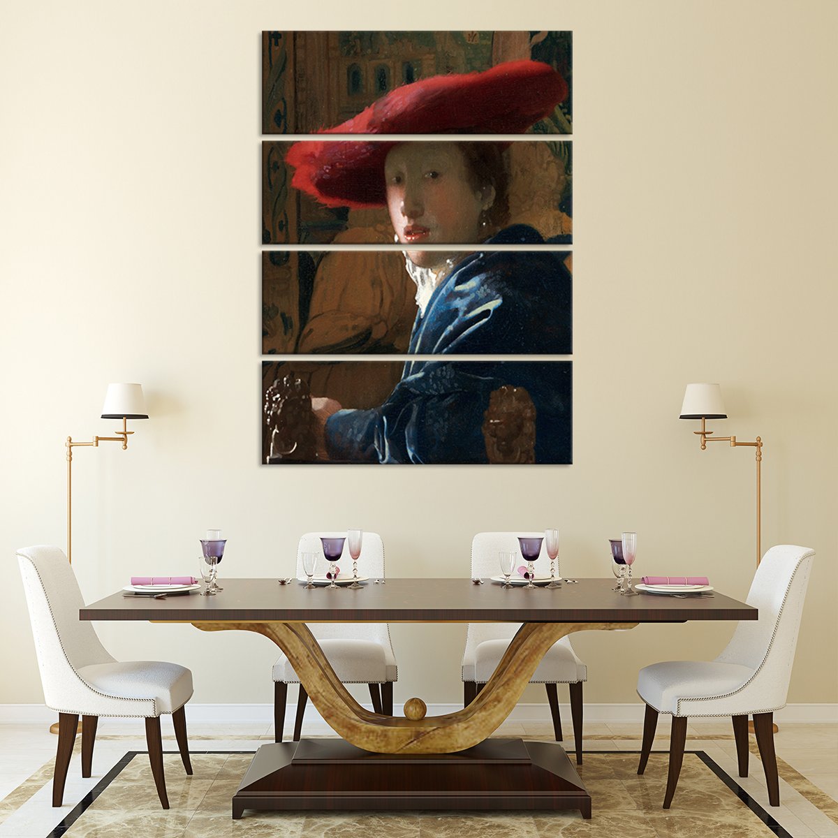 Girl With a Red Hat Multi Panel Canvas Wall Art