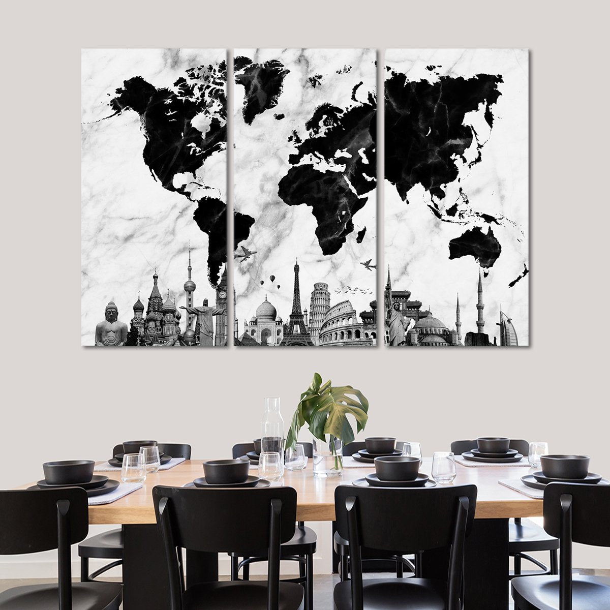 Marble World Map Masterpiece Multi Panel Canvas Wall Art