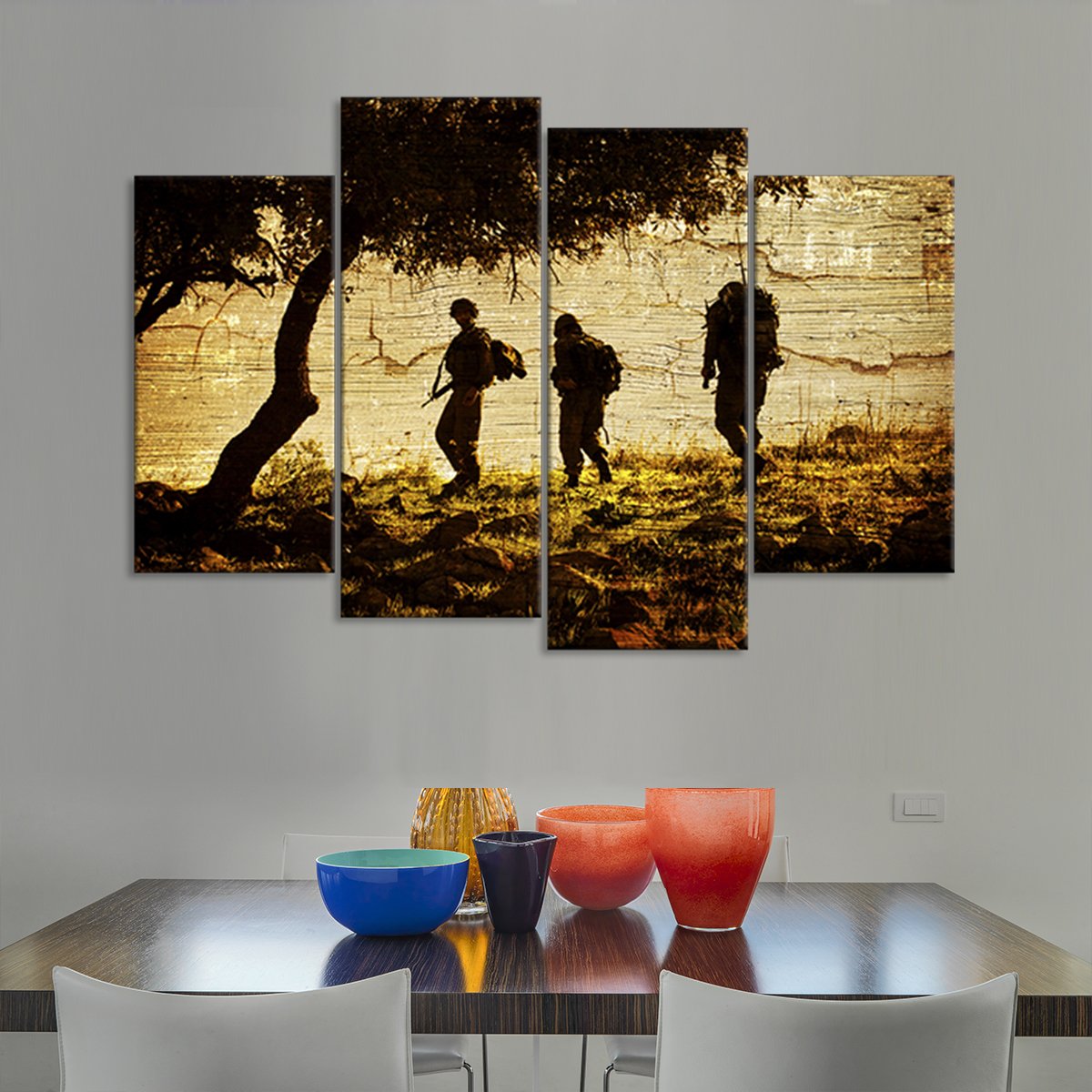 Troops in Afghanistan Multi Panel Canvas Wall Art