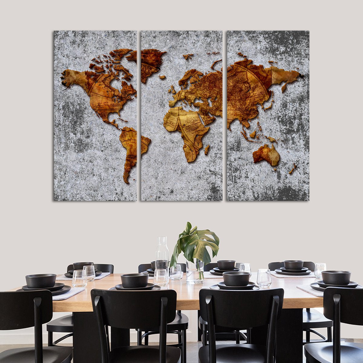 3D Antique World Map Multi Panel Canvas Wall Art